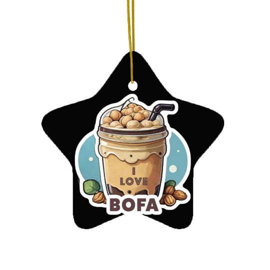 Hazelnut Boba Bubble Tea - I love Bofa Deez Nuts Ceramic Ornaments