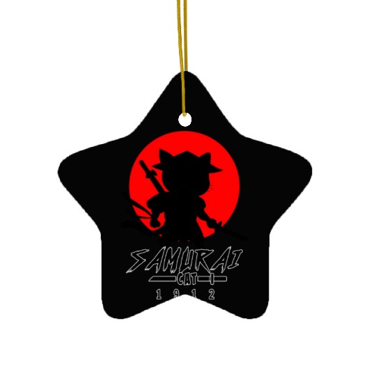 Samurai Cat Ceramic Ornaments