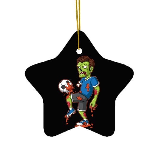 Soccer Player Zombie Trick Or Treat Halloween Ceramic Ornaments