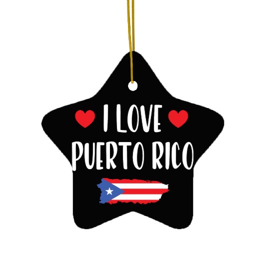 I Love Puerto Rico pride heart Ceramic Ornaments