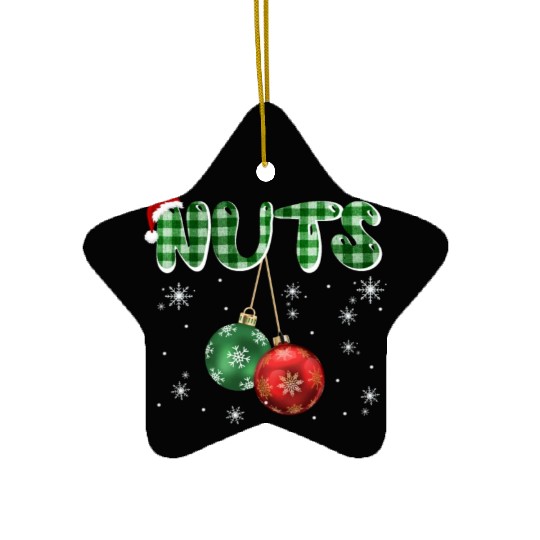 Chest Nuts Christmas Funny Couple Matching Ceramic Ornaments