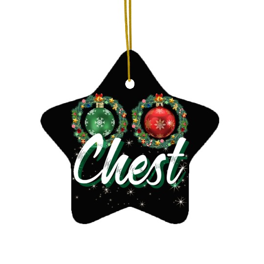 Chest Nuts Christmas Couple Funny Matching Ceramic Ornaments