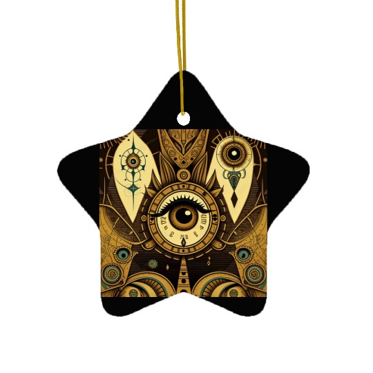 Abstract New Age 1920s Steampunk Design Ceramic Ornaments