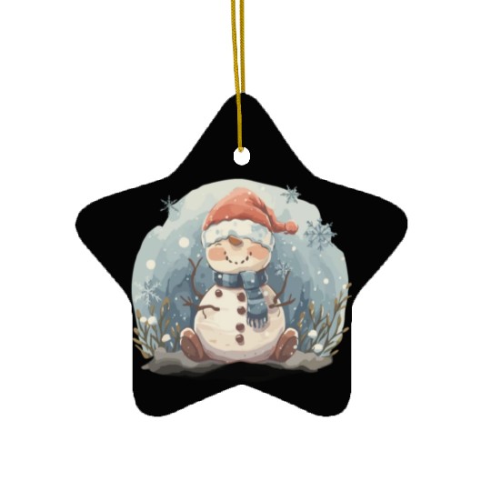 Christmas Golf Snowman Santa Hat Gift design Ceramic Ornaments