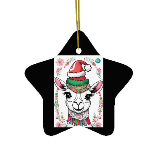 Funny cute llama Christmas lama Ceramic Ornaments