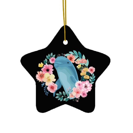 Dolphin Flower Floral Ceramic Ornaments