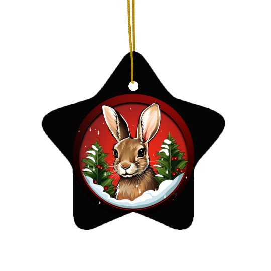 Christmas bunny Ceramic Ornaments