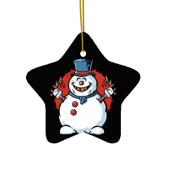 frosty snowman creepy Ceramic Ornaments