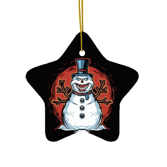 frosty snowman creepy Ceramic Ornaments