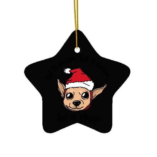 Festive Chihuahua with Santa Hat Ceramic Ornaments