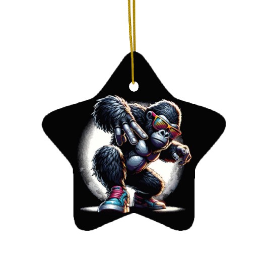 Gorilla With Sunglasses Ceramic Ornaments