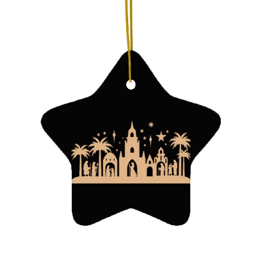 Nativity Scene with Mary Joseph Baby Jesus Ceramic Ornaments