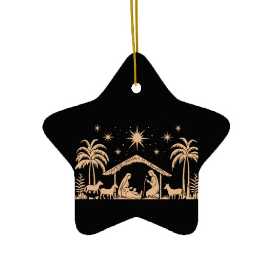 Nativity Scene with Mary Joseph Baby Jesus Ceramic Ornaments