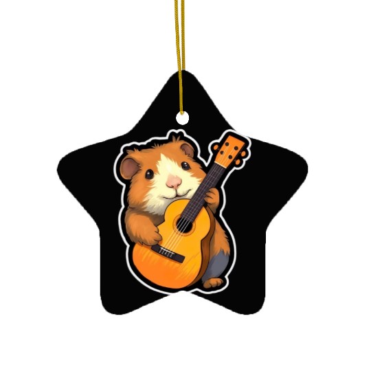 Guinea Pig with Guitar for a Guinea pig owner Ceramic Ornaments