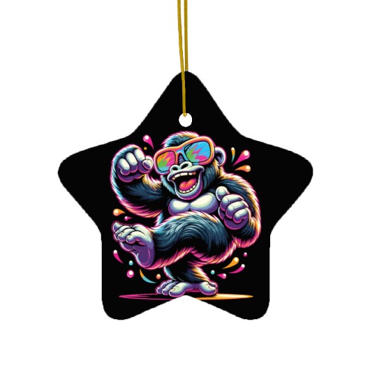 Gorilla With Sunglasses Ceramic Ornaments