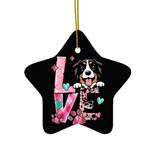 Belgian Malinois Dog I Love My Dog Valentines Day Ceramic Ornaments