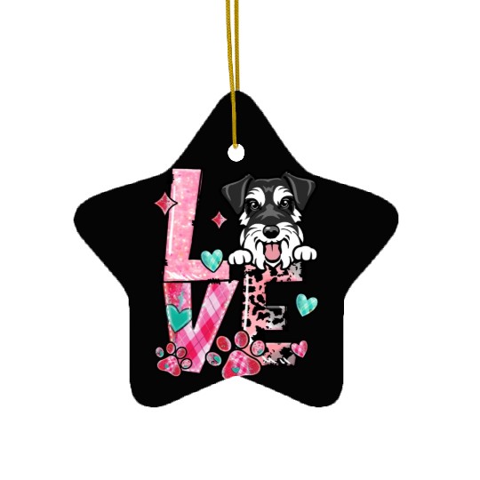 Mini Schnauzer Dog I Love My Dog Fur Baby Valenti Ceramic Ornaments