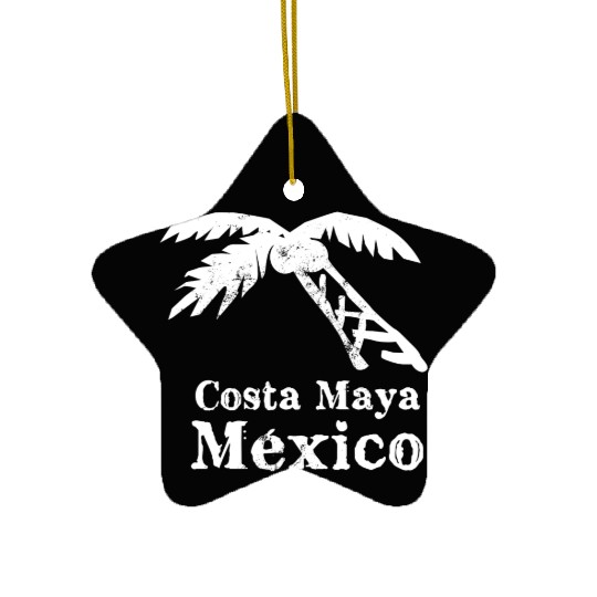 Costa Maya Mexico Palm Tree Vacation Trip Beach Me Ceramic Ornaments