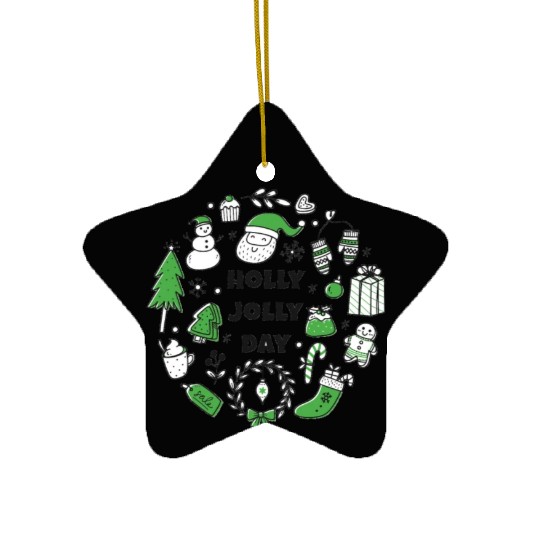 Holly Jolly Day Ceramic Ornaments