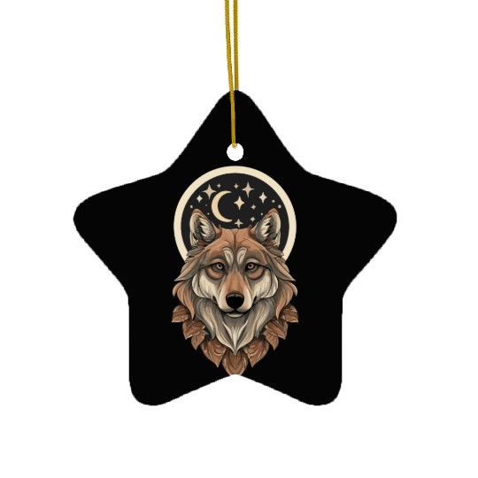 Wolf Moon Stars Design Ceramic Ornaments