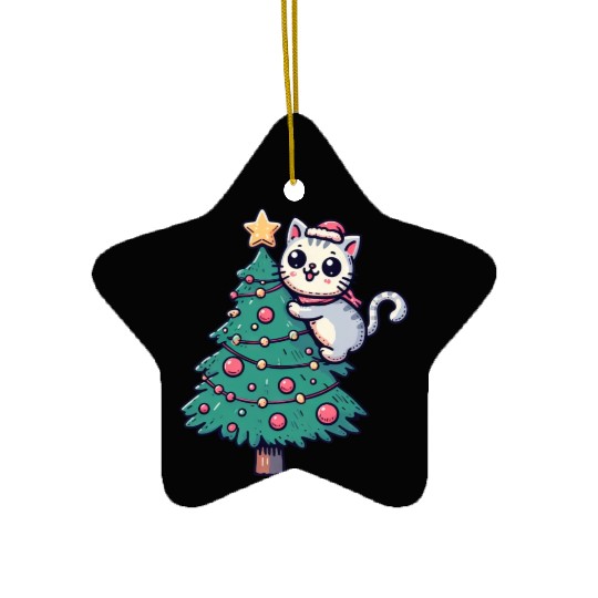 Christmas Cat - Cute on the Christmas Tree in Ceramic Ornaments