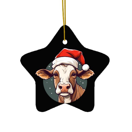 Cow Christmas Ceramic Ornaments