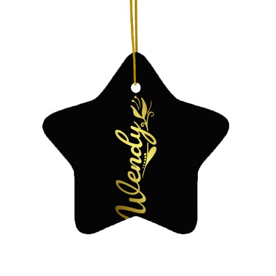 Wendy Name Faux Gold Tulip Flourish Ceramic Ornaments