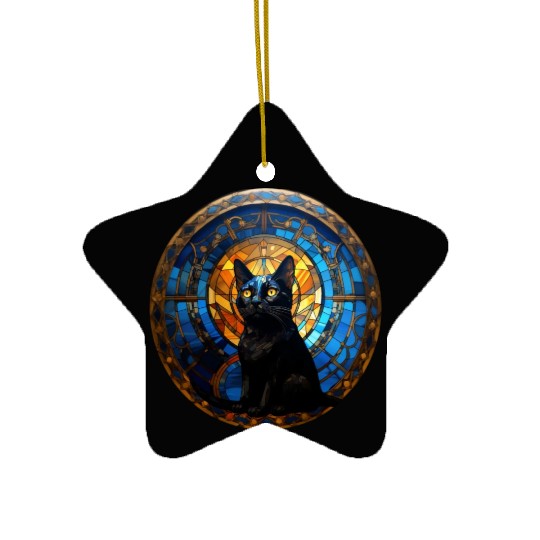 Bombay cat in stained glass Ceramic Ornaments