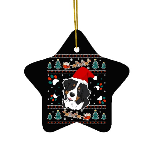 Merry Woofmas Bernese Mountain Dog Ceramic Ornaments