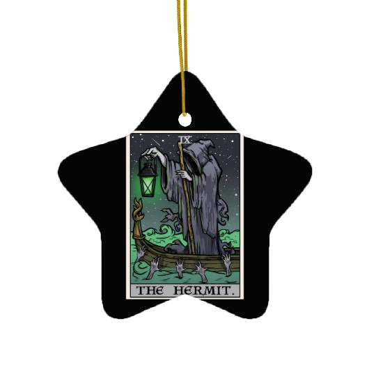The Hermit Tarot Card Gothic Halloween Grim Reaper Ceramic Ornaments