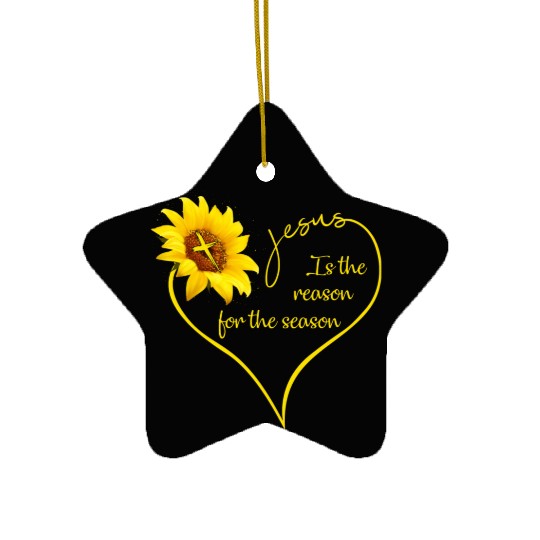Sunflower Jesus Is The Reason For The Season Ceramic Ornaments