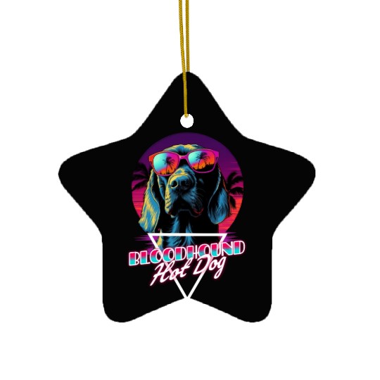 Retro Wave Bloodhound Hot Dog Ceramic Ornaments