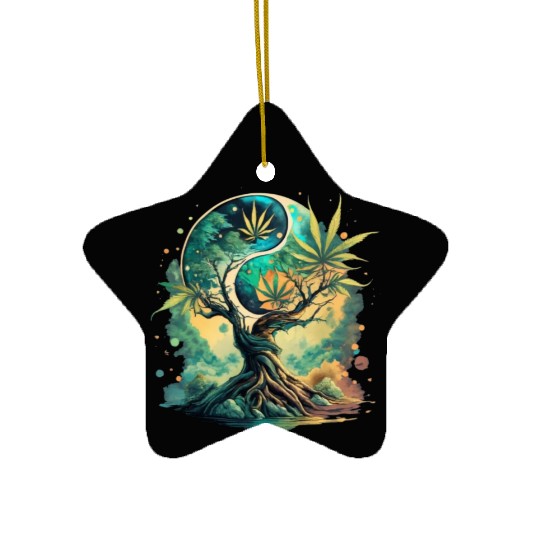Tree Of Life Yin Yang Water Color Ceramic Ornaments