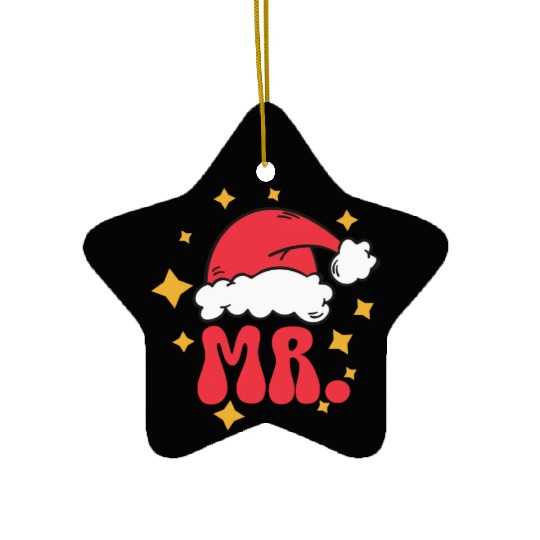 Mr And Mrs Claus Christmas Couples Matching Pajama Ceramic Ornaments