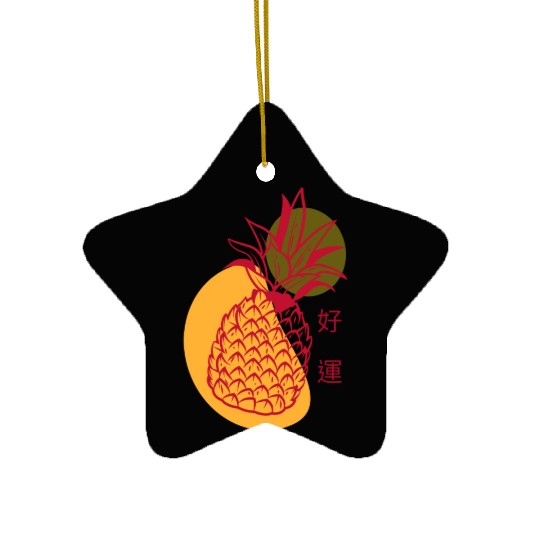 Chinese New Year Lucky Red Pineapple Ceramic Ornaments
