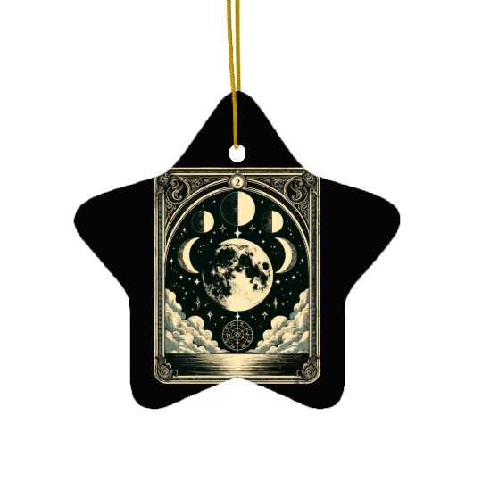 Tarot Card Vintage Moon Phase Astrology Tarot Ceramic Ornaments