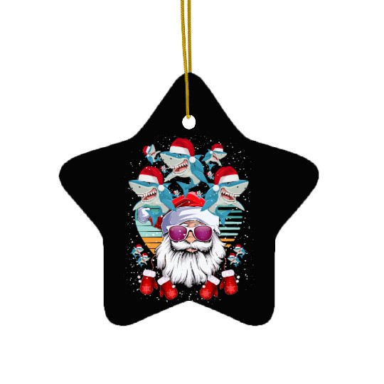 Santa Claus Shark Christmas Ceramic Ornaments