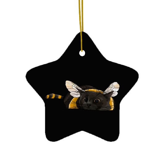 Fuzzy Little Bumblebee Kitty Ceramic Ornaments