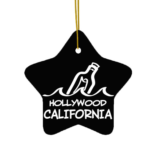 Hollywood California Message In A Bottle Souvenirs Ceramic Ornaments