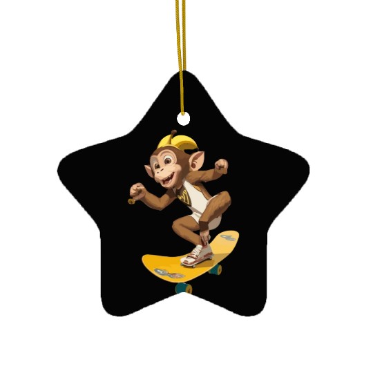 Chimp On Skateboard For Chimp Lovers. Ceramic Ornaments