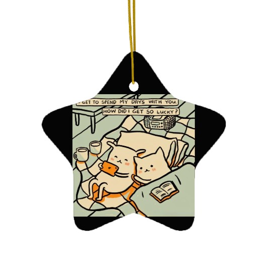 Lucky Cat Couple Lover Funny Kitty Motivation Love Ceramic Ornaments