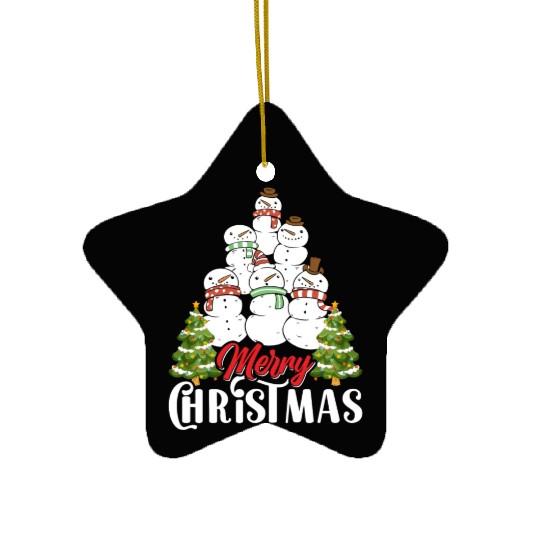 Merry Christmas Snowmen Christmas Tree Ceramic Ornaments