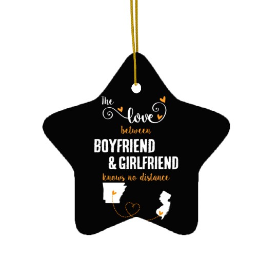 Love Between BF And GF Arkansas To New Jersey Gift Ceramic Ornaments