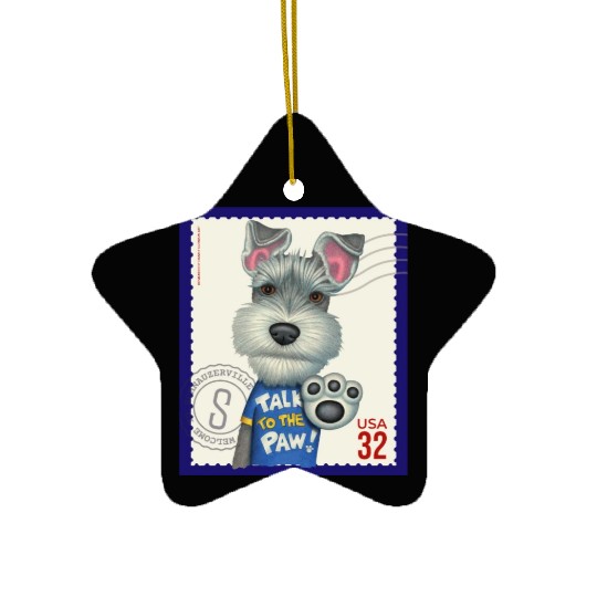 Cute Funny Schnauzer Stamp Ceramic Ornaments
