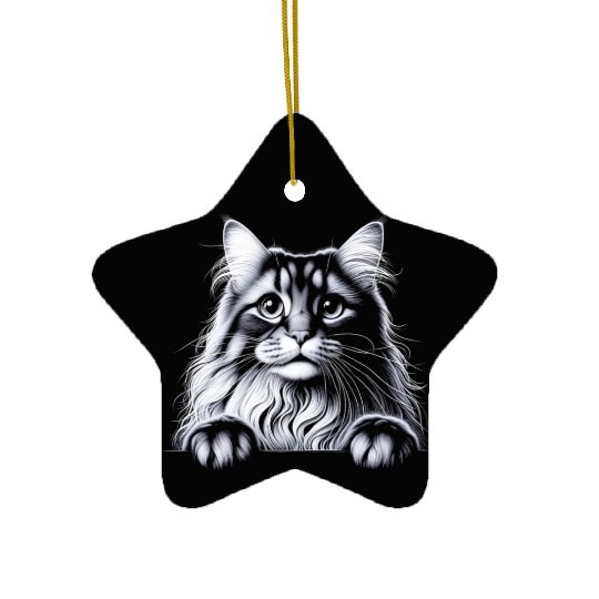 More Treats persian 2- Cute realistic cat drawing Ceramic Ornaments
