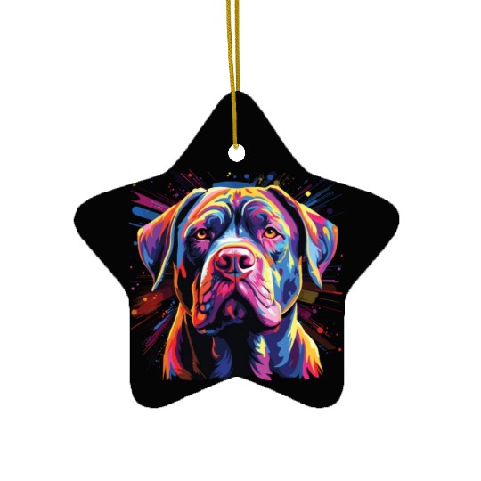 Watercolor Colorful Cane Corso Ceramic Ornaments