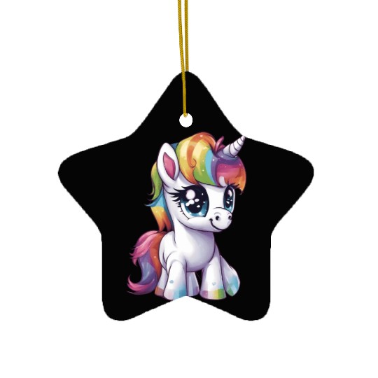 Baby Rainbow Unicorn Ceramic Ornaments