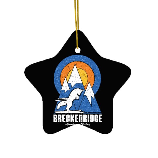 Retro Breckenridge Ski White Fox Ceramic Ornaments