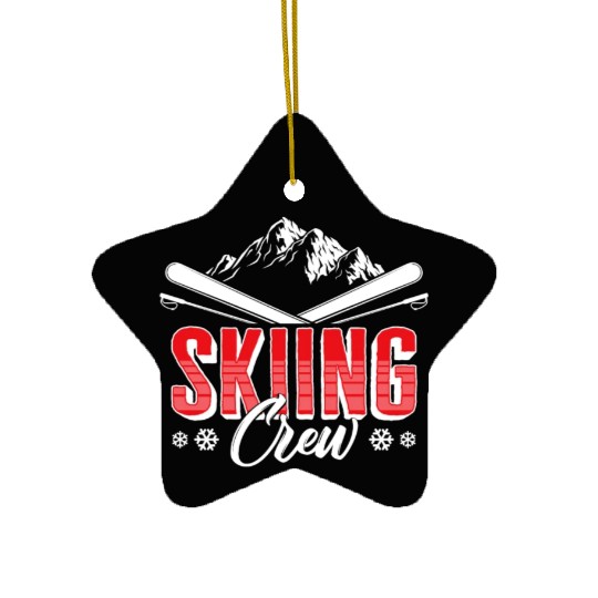 Ski Ceramic Ornaments, Skiing Crew Skis Mountain Snowflakes