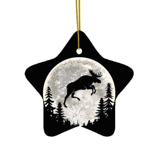 Moose Elk Moon Ceramic Ornaments
